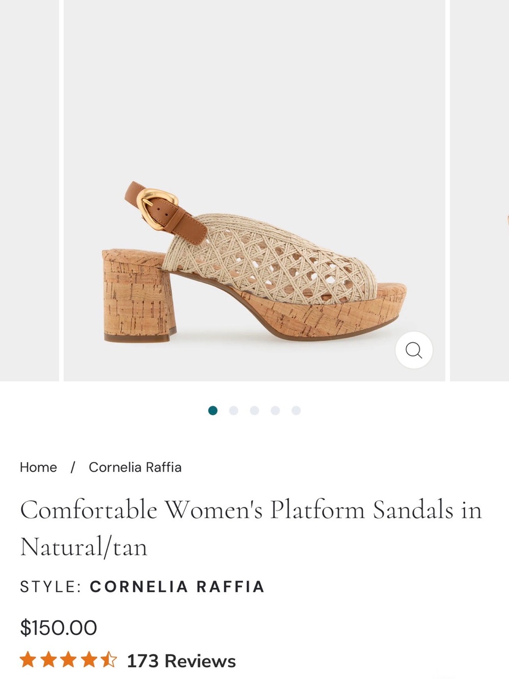 AEROSOLES Cornelia Raffia Natural Woven Platform Sandals with Tan Strap